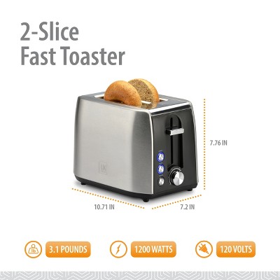 Stainless Steel Digital 2-Slice Long Slot Toaster with Crumb Tray