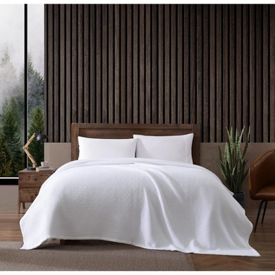 King White Organic Cotton Reversible Waffle Blanket