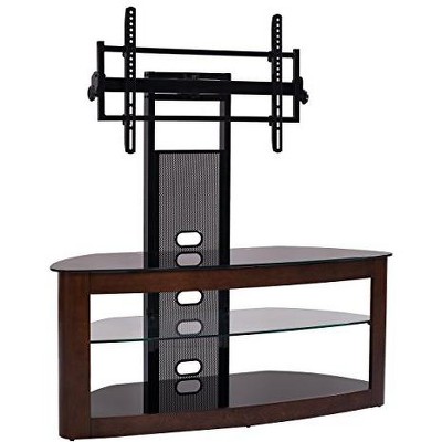 Contemporary Dark Oak and Black TV Stand with Universal Mount, 80"
