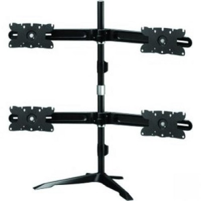 Amer Quad Monitor Stand Mount Max 32" - Up to 32" Screen Support - 105.82 lb Load Capacity - 38" Height x 42" Width x 12.9" Depth - Desktop