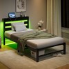 NicBex  Bed Frame with Headboard,LED Lights and Charging Station for Adults,Boys,Girls,Brown/Black - 2 of 4