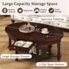 RISOKEYS 45" Vintage Oval Coffee Table - Oval Coffee Table with Drawer and Storage Shelf, Antique Cocktail Table for Living Room - 2 of 4