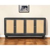 HomeRoots 65" Charcoal and Natural Wood and Rattan Sideboard with Four Doors - 2 of 4