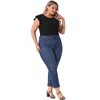Agnes Orinda Women's Plus Size Ribbed Ruffle Sleeve Stretchy Bodysuit - 3 of 4
