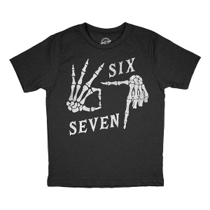 Youth Funny T Shirts 6 7 Skeleton Hands Sarcastic Viral Meme Graphic Novelty Tee For Kids - Crazy Dog Youth T Shirt For Nerds - 1 of 4