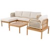 4-Piece Outdoor Patio L-Shaped Acacia Wood Rope Weave Sectional Sofa Set with Coffee Table,Armchair, and Ottoman - 4 of 4