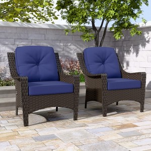 EAGLE PEAK Azure Bay Set of 2 Outdoor Wicker Patio Chairs, Weather Resistant Rattan Furniture, Deep Seats - 1 of 4