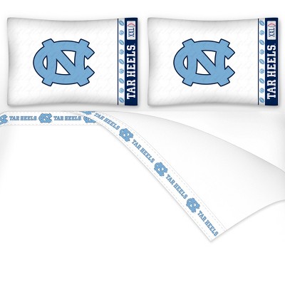 4pc NCAA King Bed Sheet Set Chapel Hill College Team Logo Bedding Accessories - North Carolina Tar Heels..