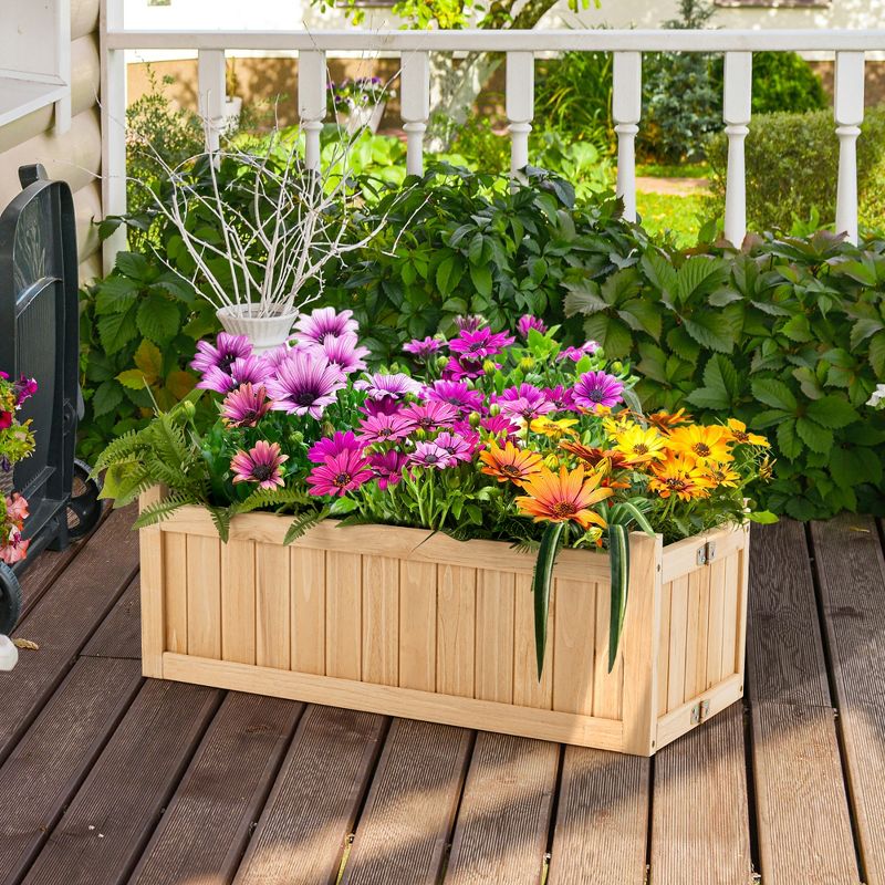 Costway Outdoor Wooden Planter Box Folding Raised Garden Plant Container w/Drainage Hole, 2 of 11