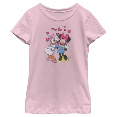 Girl's Disney Minnie Mouse and Daisy Duck Hearts T-Shirt