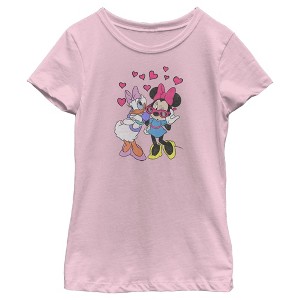Girl's Disney Minnie Mouse and Daisy Duck Hearts T-Shirt - 1 of 4