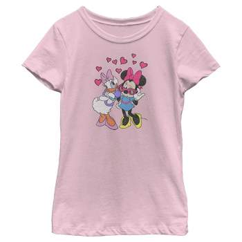 Girl's Disney Minnie Mouse and Daisy Duck Hearts T-Shirt