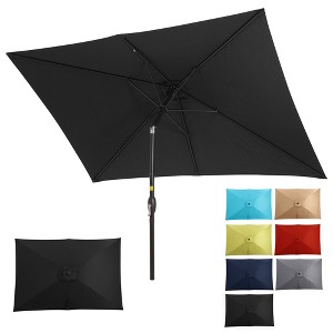 Heynemo 6.5 x 10 Ft Rectangular Patio Umbrella, Outdoor Table Market Umbrella with Crank, 6 Steel Ribs, Polyester Canopy, Tilt Umbrella - 1 of 4