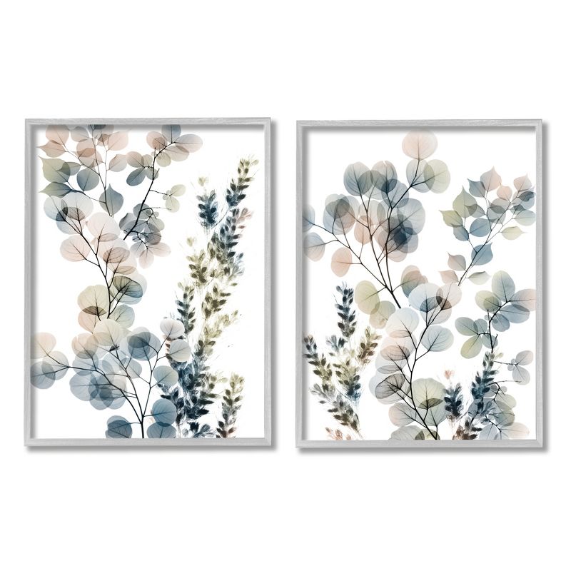 Stupell Industries Collage of Translucent Plants Blue Green Beige Gray Framed Giclee 2pc Set, 16 x 20, 1 of 4