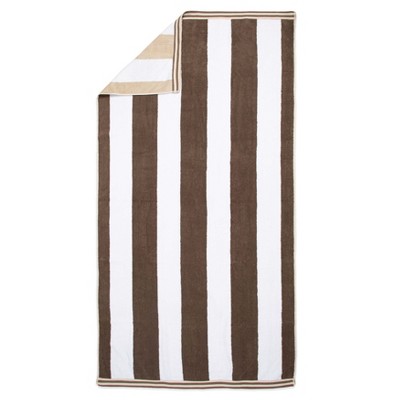 Aston & Arden Reversible Brown and Beige Cotton Beach Towel 30x70