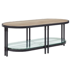 Royal Hampton 47 Inch Wood Coffee Table, Oblong, Industrial Design, Oak - 1 of 4