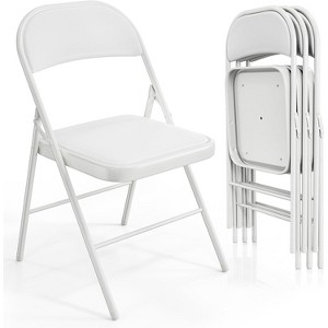 VINGLI Folding Chairs with Padded Seats, Metal Frame with Pu Leather Seat & Back, Capacity 350 lbs, White - 1 of 4
