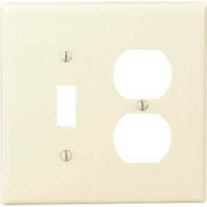 Leviton Mid-Way 2-Gang Thermoset Single Toggle/Duplex Outlet Wall Plate, Ivory - 1 of 1