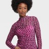 Black History Month Women's Printed Mesh Turtleneck Top - Pink - 4 of 4