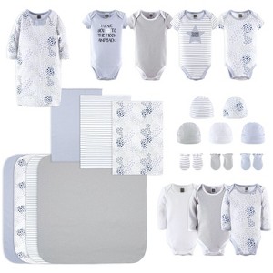 The Peanutshell Baby Girl or Boy Cotton  Layette Set or Gift Set, To The Moon, 23-Pieces, Blue/Gray, 0-3 Months - 1 of 4