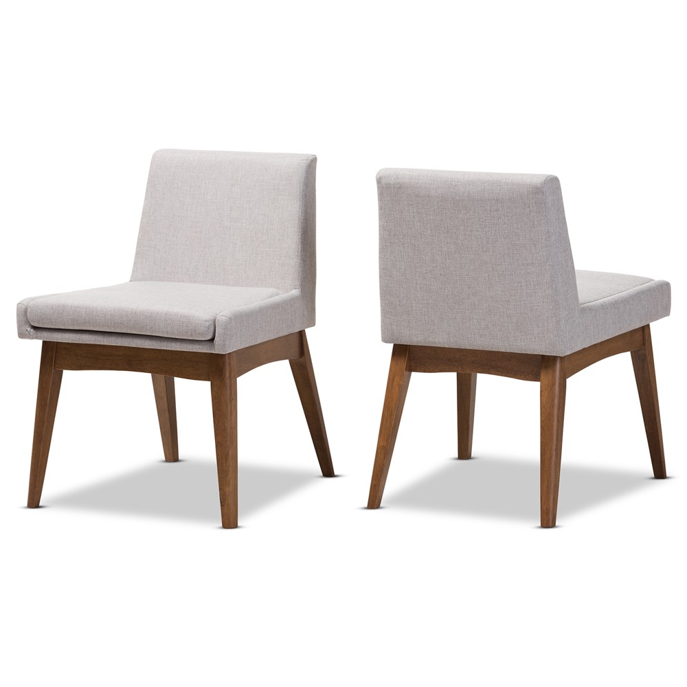 Photos - Chair Set of 2 Nexus Mid Century Modern Walnut Wood Fabric Upholstered Dining Si