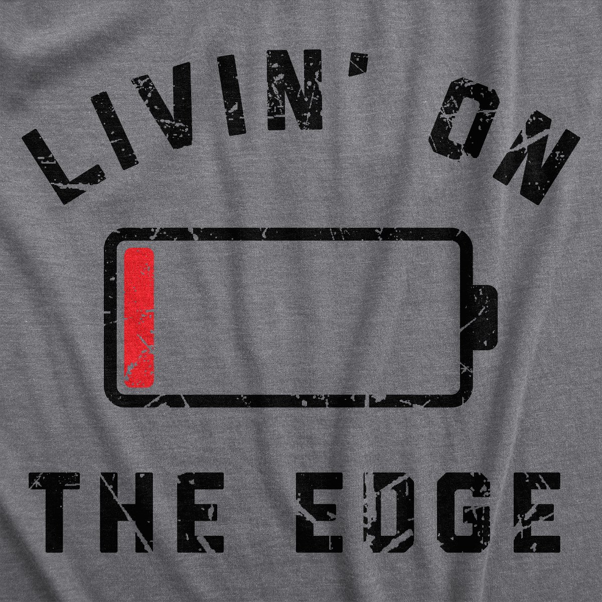 Мужские футболки Crazy Dog T-Shirts, Inc. Mens Livin On The Edge T Shirt Funny Low Empty Battery Joke Tee for Guys - Crazy Dog Men's T Shirt For Earth Day Dark Grey S — фото 2