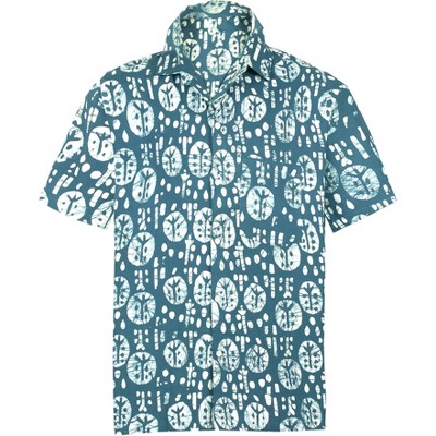 HAPPY BAY Men's Front Pocket Hawaiian Vacation Shirts Button Down Summer Beaches Tops Short Sleeve Stylish Hawaii Shirts Men XXL Circle, Blue