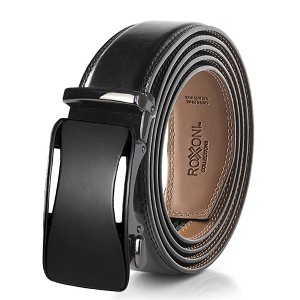 Roxoni Men's Genuine Leather Ratchet Dress Belt with Automatic Double Gloss Buckle, Enclosed in an Elegant Gift Box - 1 of 4