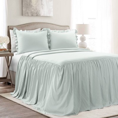 3pc King Ruffle Skirt Bedspread Set Slate Blue - Lush Décor : Target
