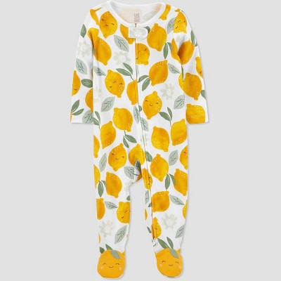 Image of Baby Girls' Lemon Footed Pajama - Just One You® made by carter's Gold Newborn