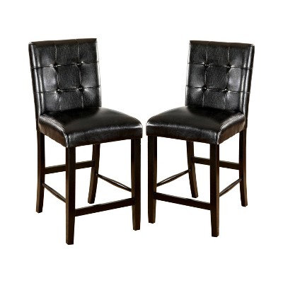 Set of 2 Denzelo Leatherette Parson Counter Height Barstools Black - HOMES: Inside + Out