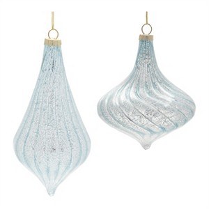Frosted Blue Glass Ornaments – Set of 6 - 1 of 4