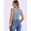 INSPIRE CHIC Women's V Neck Sleeveless Button Down with Pockets Denim Vest - 4 of 4