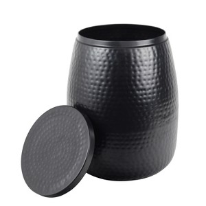 happimess Merida Modern Rustic Hammered Metal Drum Storage Side Table with Lid - 1 of 4