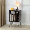 MAYEERTY Black Record Player Stand - With Metal Legs, Vinyl Cabinet for Living Room - 2 of 4