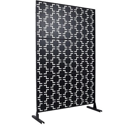 Grungis 76" H×48" W Freestanding Privacy Fence with Square Shape,Metal Outdoor Privacy Screen for Balcony,Patio,Garden