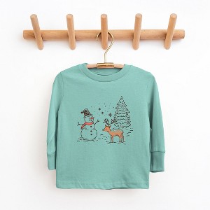 The Juniper Shop Deer Snowman Scene Toddler Long Sleeve Tee - 1 of 3