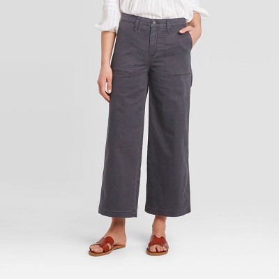 wide leg high rise cropped pants