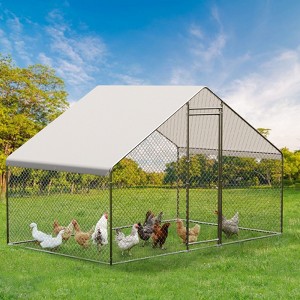 Large Metal Chicken Coop, Walk-in Poultry Chicken Hen cage, Spire Shaped Rabbits Duck Cage for Outdoor Yard Farm Use, 9.8 X 6.5 X 6.5FT - 1 of 4
