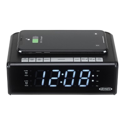 Jensen Qicr-200 Am/fm Digital Dual Alarm Clock Radio With Wireless Qi  Charging : Target