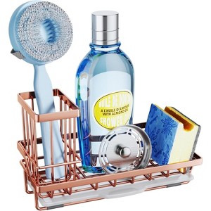 Kitchen Sink Organizer (Black Stainless Steel) - Countertop Caddy with High Brush Holder for Dish Soaps, Sponges - 1 of 4