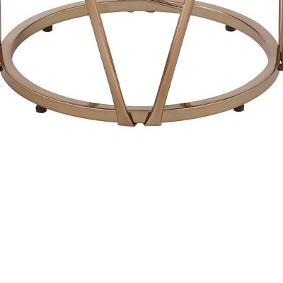 22" Cicatrix Round End Table in Faux Black Marble and Champagne Gold