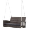 Outsunny 2-Person Wicker Hanging Porch Swing Bench Outdoor Chair with Cushions - 4 of 4