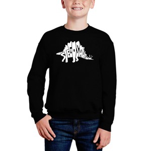 LA Pop Art Stegosaurus - Boy's Word Art Crewneck Sweatshirt - 1 of 3