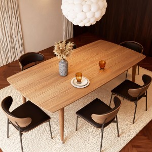 Gaoyangjiaju 62.9 inch Mid Century Modern solid wood tapered leg dining table, walnut color - 1 of 4