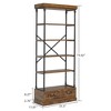 Bookshelf with Drawers Tall Bookcase 5 Tier Bookshelves Vintage Bookshelf - 2 of 4