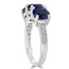Pompeii3 3 3/4ct Diamond & Synthetic Blue Sapphire Ring 10K White Gold 3- Stone - 3 of 4