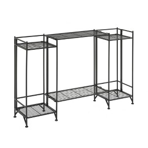 Breighton Home Xtra Storage 2 Tier Tall Folding Metal Shelves with Set of 2 Extension Shelves in Black - 1 of 4