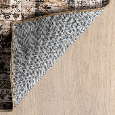 Davi Dark Brown 9' x 12' Machine Washable Area Rug