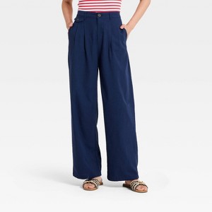 Women's Linen Trouser Pants - A New Day™ Navy Blue XL : Target